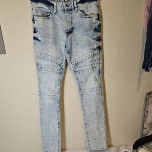 South Pole Blue Skinny Jeans Moto-Inspired